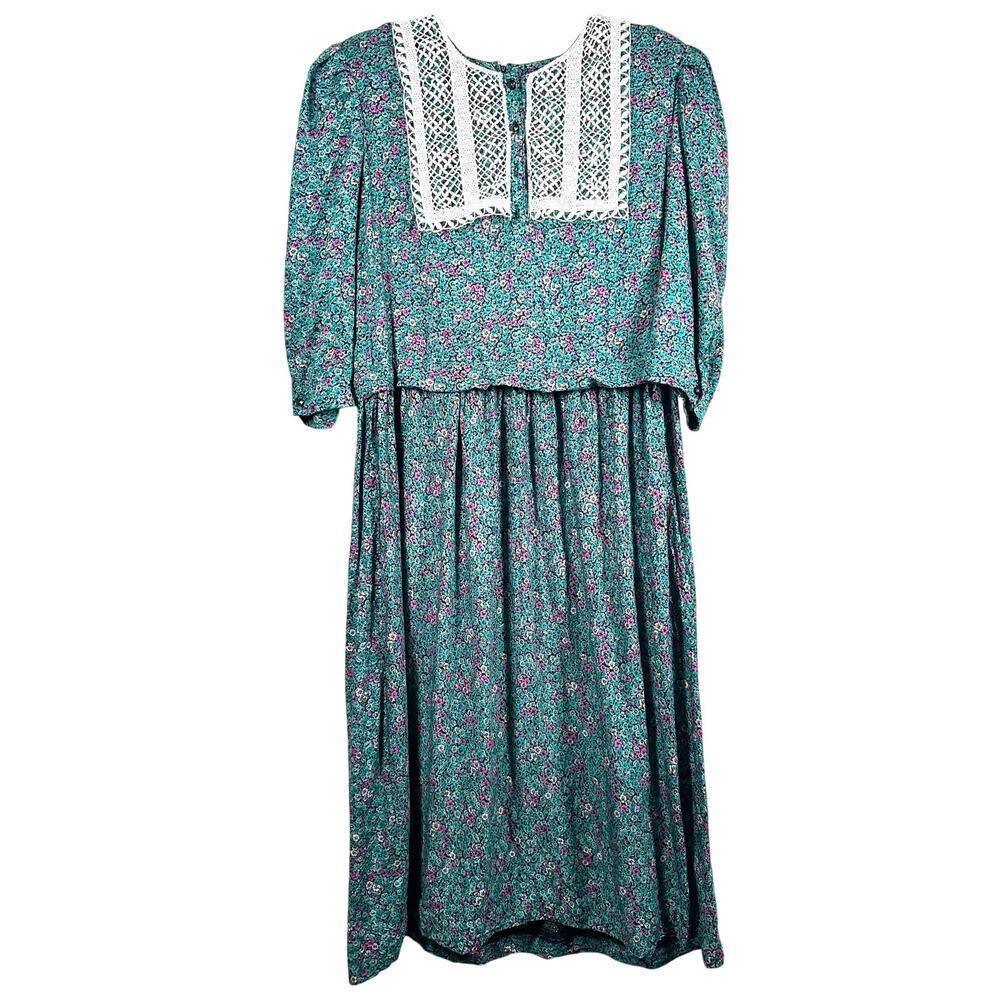 Vintage Jane Schaffhausen Belle France Floral Cottagecore Grannycore Midi Dress